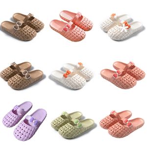 Été Nouveau produit Slippers Designer For Women Chaussures Green Blanc Rose rose orange Baotou Flat Bottom Bow Sandals Fashion-039 Womens Flat Tlides Gai Outdoor Shoes