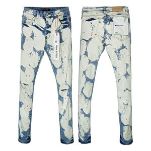 Zomer nieuw paars merk dun elastiek comfortabele slanke fit American High Street geperforeerde jeans