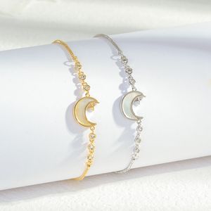 Zomer nieuwe glanzende zirkoon shell maan ster trekt armband dames sieraden 18k vergulde verstelbare armbandaccessoires cadeau