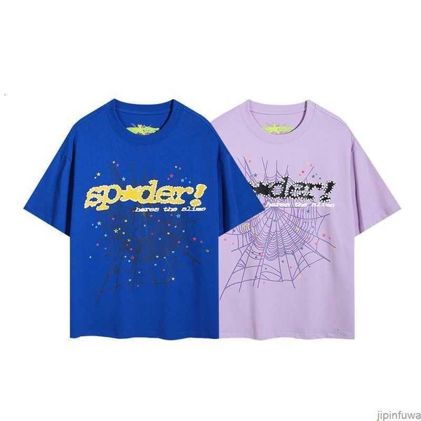 Été nouveau Sp5DER Spider Web Print T-shirt décontracté à col rond pour hommes et femmes à manches courtes même style t-shirt occidental et avancé