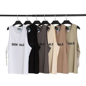 Verano Nuevo SSENTIALS Camisetas Cuello redondo Camiseta con estampado de letras en el pecho Camisetas sin mangas para hombres y mujeres Camisa casual delgada Camiseta sin mangas suelta ropa