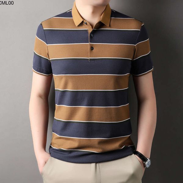 T-shirt d'été à rayures pour hommes avec col polo en coton à manches courtes pour hommes d'âge moyen papa confortable 9jvj {catégorie}