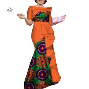 Vestidos Robes africaines pour femmes dashiki Ruffles élégants Longue robe de fête plus taille Vêtements africains traditionnels WY4152