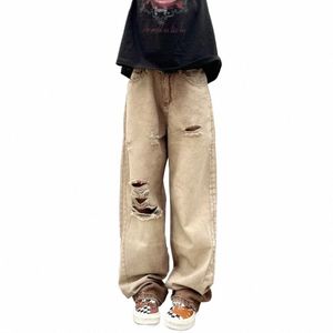 Summer New Style Jeans Pantalons pour hommes Distred Vintage Vêtements Homme Streetwear Ripped Genou Trou Zip Slit Lg Denim Toursers 54o9 #