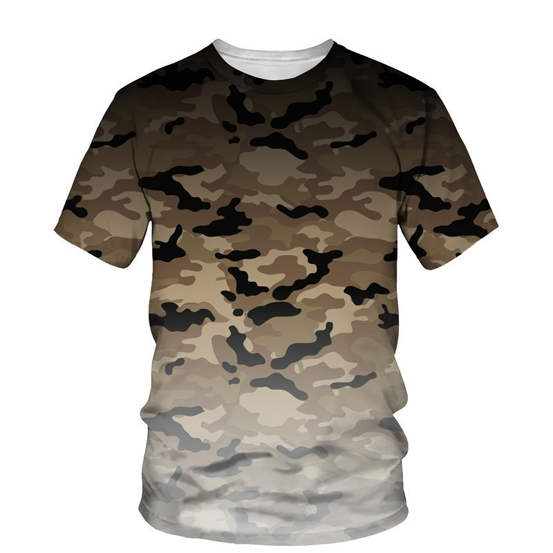 Summer New Trend Personality Men's Camouflage Quick-drying 3D Printing T-shirt Street Tough Style Sports O-neck High-quality Top