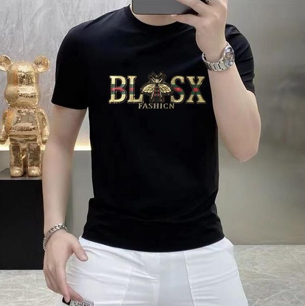 Summer Nuevo precio de venta entera de la venta para hombres Camisetas de lentejuelas para hombres 3D Bee Hot Drinte Casual Male Fit Black Round Collar Pluz Tamaño de mangas de mangas cortas