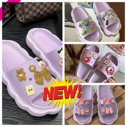 Zomer Nieuwe Dames Zachte Zool Cartoon Graffiti Slippers Dames Strand Casual Sandalen Strand Casual Schoenen Wit Paars Beer