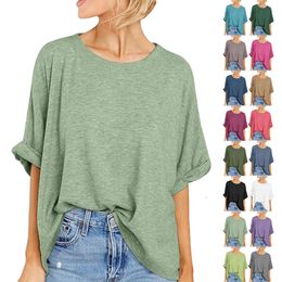 Summer Nuevas camisetas para mujeres camisetas camisetas de gran tamaño casual de manga corta camiseta suelta mujer ropa sólida ropa ropa de gran tamaño 87a cc132