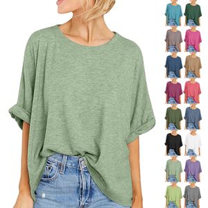 Zomer nieuwe dames t shirts shirt shirt tees groot formaat casual korte mouw losse t-shirt top vrouw stevige kleur kleding kleding extra groot