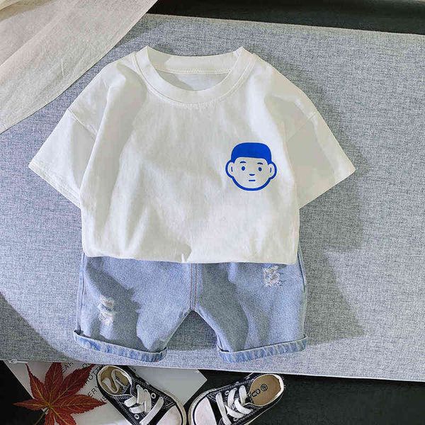 Verano recién nacido Bebé Niños Niñas Ropa Conjuntos Conjuntos Jersey Camiseta suelta Pantalones cortos de mezclilla Trajes para bebé 1er Cumpleaños conjunto de ropa G220509