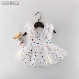 Été nouveau-né premier 1er anniversaire pour robe de princesse à pois bébé fille vêtements 210315