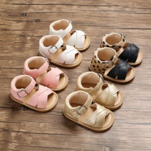 Zomer pasgeboren baby babymeisjes jongens sandalen solide niet-slip pu lederen ademende peuter schoenen 0-18m l2405
