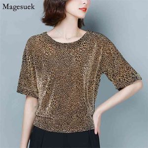 Été col rond grande taille brillant femmes Blouses paillettes femme chemise hauts élégant solide ample brillant Sequin Blouse 9197 210512