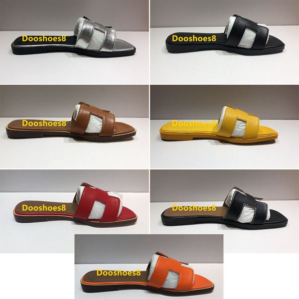 Sandales d'été orange plage jaune pantoufles mode tongs dame diapositives femmes chaussures sandales célèbre marque classique plat designer en cuir hôtel bain dames taille 35-42