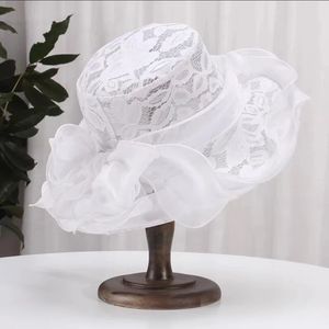 Zomer organza kerk derby hoed fascinator cap vrouwen dame Kentucky thee feest bruiloft boog gorros vrouw 240415