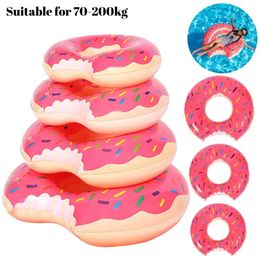 Zomer Outdoor opblaasbaar donut zwembad Boei Matras PVC Float Toys Water Floating Drink Cup Holder Accessory 240506