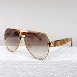 Été en plein air hommes lunettes de soleil pilote hommes marque de mode cadre papillon doré lentille marron sport lunettes de soleil de style voyage avec boîte 1595