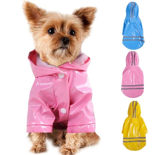 Été En Plein Air Chiot Pet Manteau De Pluie S-XL À Capuche Vestes Imperméables PU Imperméable Pour Chiens Chats Vêtements Vêtements En Gros 40JE14 T200328