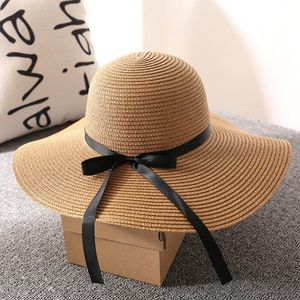 Été extérieur parasol chapeau plage chapeaux de paille élégant large bord casquettes pour femmes hommes