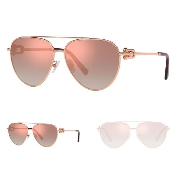 Lunettes de soleil d'été en plein air TF3092, pilote classique, monture métallique pour hommes et femmes, lunettes de soleil de voyage roses avec boîte