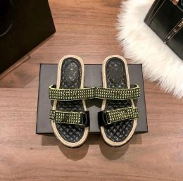 Zomer buiten dames luxe sandalen nieuwe stijl visser sandaalontwerper schoen zool slipper klassieke houndstooth patroon vrijetijds slippers