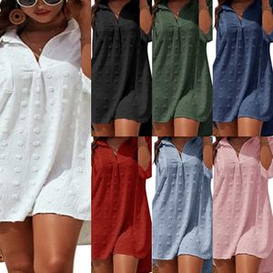 Zomer outfits dames t-shirt jurk chiffon jacquard losse casual blouse shirt dames top dames blouses shirts jurken jurken