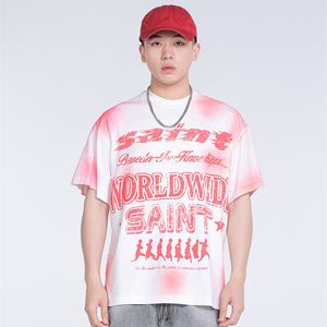 Summer Oversize Japan 24SS Worldwide Heaven Washed Vintage Tee Tee Fashion Men's Short Skateboard Tshirt Femmes Vêtements Coton décontractés T-shirts 0406