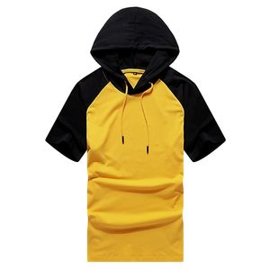 Zomer Oversize Mannen Hoodies Korte Mouw Hooded Sweatshirt Pullover Heren Blouse Pullover 4XL HIP HOP Tee Tops Mannelijk Patchwork 210728