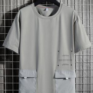 Été surdimensionné grandes poches t-shirts hommes Streetwear à manches courtes coton t-shirt mâle Harajuku hauts t-shirts grande taille 6XL 7XL 8XL 220620