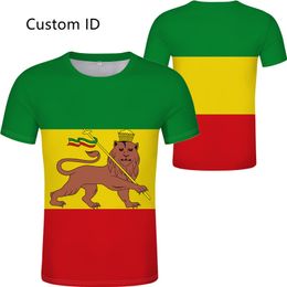 Zomer Oversized Ethiopia T -shirt Print P O Kleding Lion Judas Vlag Decoratie Diy Gratis aangepaste naam Num 220614