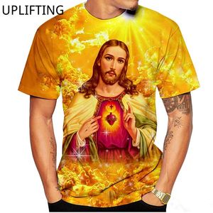 Zomer oversized Mannen Mode Casual Straat Grote Heren Dames Jezus Religieuze 3D Printing T-shirt Harajuku God Cartoon T-Shirt