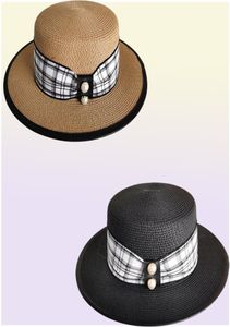 Summer Panama Designer Style Strips Letter Strips Hand Woming Ladies Straw Straw High Cutility Raffia Bucket Hats Wide Brim Cap4413571