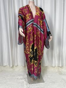 Summer Party Beach Wear Swim Fissure Elegant Africa 2024 Femmes Boho Cardigan Stitch coloré Sexy Holiday Long Manneve Kimono