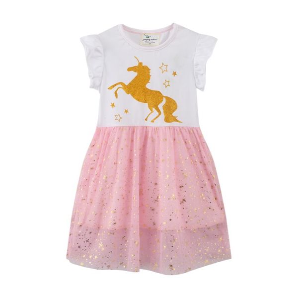 Summer Party Girl Robes Licorne Imprimer Vente Chaude Tutu Princesse Mesh Enfants Robe D'anniversaire De Mode Costume Robes