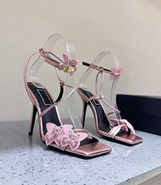 Été Perfect Crystal Butterfly Sandals Chaussures Dua Lipa Women's Femme en cuir talon