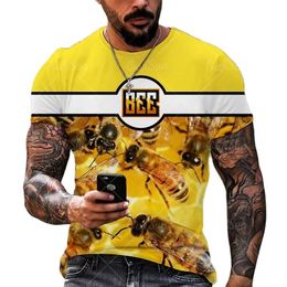 Zomer persoonlijkheid 3D print t -shirt heren outdoor bijen dier casual dagelijks ademende oneck korte mouw tops tees xxs6xl 220607