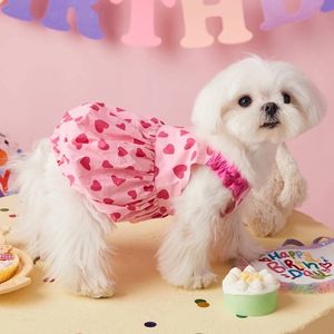 Summer Pet Dog Pink Print Verte Jupe Vêtements COOL DOGS Vêtements Cat Small Cute Fash Fashion Puppy Robes Xsxl 240416