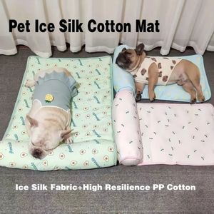 Coussin de refroidissement de glace pour animaux de compagnie d'été tapis de couchage de refroidissement pour chien lit de chien confortable, nid de chien avec oreiller