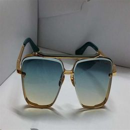 Gafas de sol de Summer Pilot Square 121 Gold Blue Green Gradiente de gradiente de 62 mm Gasas Sun Shades Mens Eyewear with Box189V