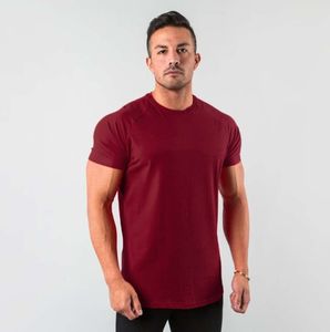 Summer Plain Tops Tees Fitness Mens T-shirt à manches courtes Muscle Joggers Bodybuilding Tshirt Mâle Gym Vêtements Slim Fit 210721 all-match