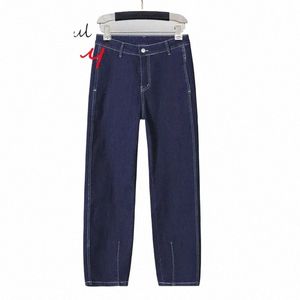Été Plus Taille Jeans Femme Taille Haute Baggy Jeans pour Femmes Grande Taille Maman Jeans Lâche Cheville Longueur Pantalon P6lK #