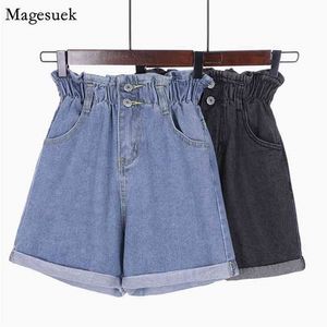 Zomer plus size shorts vrouwen losse elastische high-taille vrouw wijd been korte broek slanke denim 9511 210512