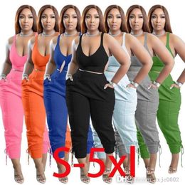 Summer Plus Size Tracksuits For Women Designers 2 Piece Sports Pants Outfits Sexy Tank Top Set Ladies Casual Jogging Suits