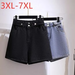 Summer Plus Size Women Jeans Shorts para algodón ancho de algodón ancho de bolsillo azul denim 3xl 4xl 5xl 6xl 7xl 240420