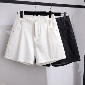 Zomer plus size dames jeans shorts voor grote zwarte witte zak katoen denim 3xl 4xl 5xl 6xl 7xl 240422