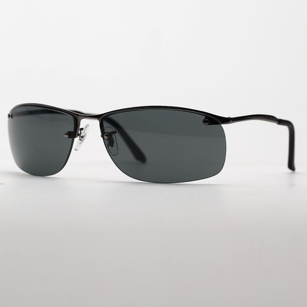 Sunglass polarisé d'été Classic Hommes non marqués Cadre de rectangle à nez réglable souple Ajout de la durabilité du confort avec étui en cuir de qualité supérieure