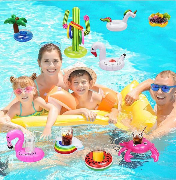 Porte-boissons gonflable pour fête à la piscine d'été, canettes de boissons, tasses, sous-verres flottants amusants pour enfants et adultes B0708