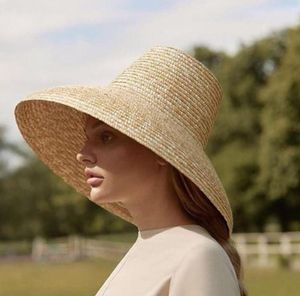 Chapeau de soleil en forme de lampe populaire d'été pour femmes, chapeau de plage à grand bord, haut en paille, Protection UV, voyage 3674560