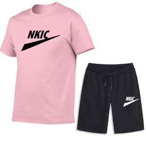 Zomer populaire heren tracksuits heren sportpak merk logo printen casual mode korte mouwen t -shirt set