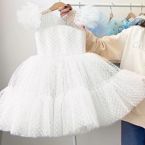 Été jolies filles robe fête d'anniversaire Communion cérémonie princesse dentelle mince enfants robe de bal taille élégante 410 T 240104